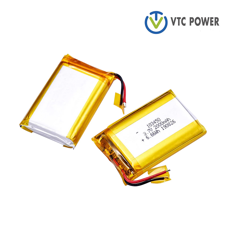 Ceallraí polaiméire ian litiam in-athluchtaithe 3.7V 103450 2000mAh